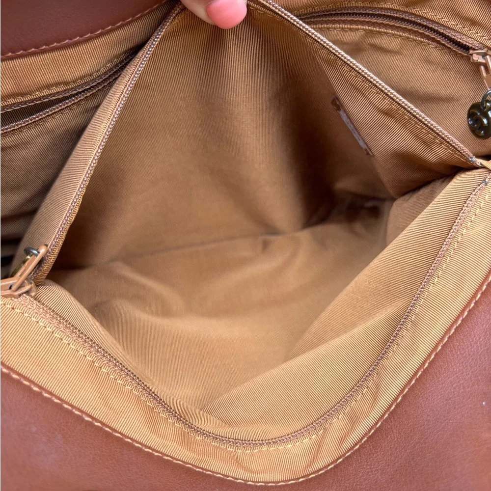 Authentic CHANEL brown leather CC tote tortoise handles